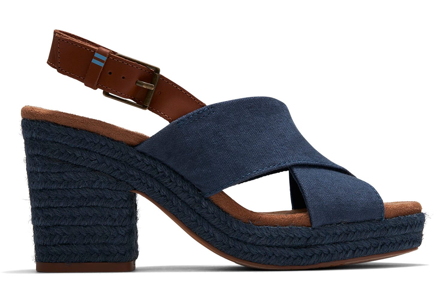 Toms Ibiza Vintage Canvas Vegetable Tanned Leather - Womens Sandals - Blue - NZ - 394152EWM